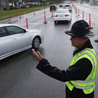 Officer directing traffic